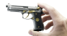 Beretta 92 Pistol miniature model, damask steel, ebony in hand