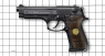 Beretta 92 F Pistol, M1976 miniature model on scale grid