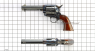 Colt Scout Revolver, short-barreled, M1873 miniature model on scale grid
