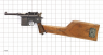 Mauser Bolo Pistol, M1920 miniature model on scale grid